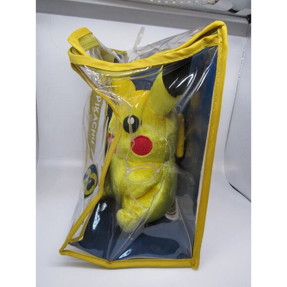 NEW Tomy 20th Anniversary Pikachu Plush Stuffed Animal In Zipper Case 2016 8" - Picture 3 of 12